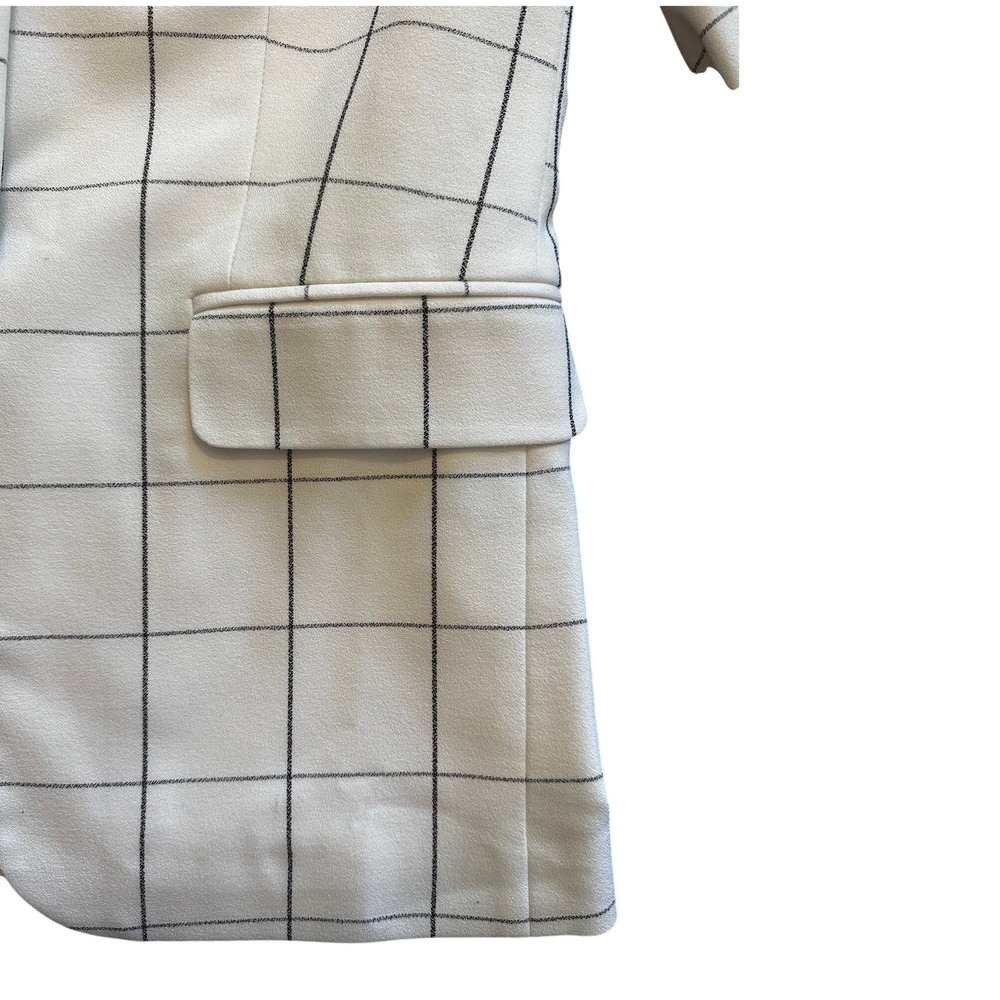 Veronica Beard White Black Windowpane Check Single Button Blazer Jacket Size 6 - Picture 4 of 5